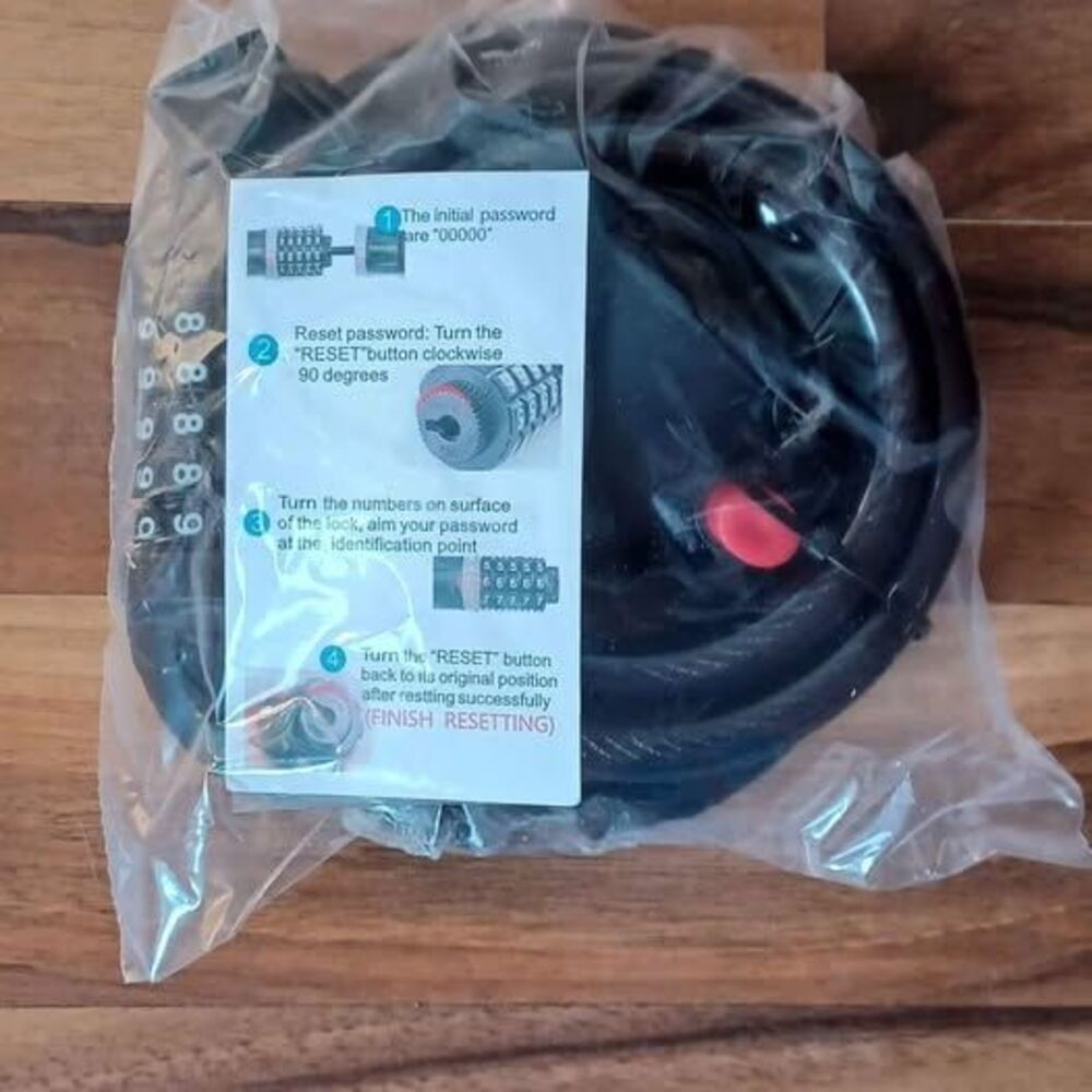 5-Digit Combination Bike Lock AntiRust 6ft Cable Resettable Heavy Duty Security